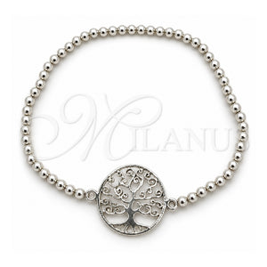 Pulsera Bolo Ajustable 03.392.0014.07 Plata Rodinada, Diseño de Ãrbol, Pulido, Tono Plateado (Grosor 03 MM, 7 Pulgadas de Largo)