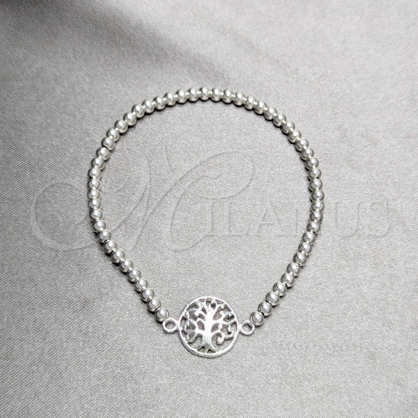 Pulsera Bolo Ajustable 03.392.0016.07 Plata Rodinada, Diseño de Ãrbol, Pulido, Tono Plateado (Grosor 03 MM, 7 Pulgadas de Largo)