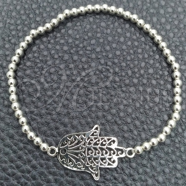 Pulsera Bolo Ajustable 03.392.0017.07 Plata Rodinada, Diseño de Mano de Dios, Pulido, Tono Plateado (Grosor 03 MM, 7 Pulgadas de Largo)