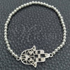 Pulsera Bolo Ajustable 03.392.0018.07 Plata Rodinada, Diseño de Mano de Dios, Pulido, Tono Plateado (Grosor 03 MM, 7 Pulgadas de Largo)