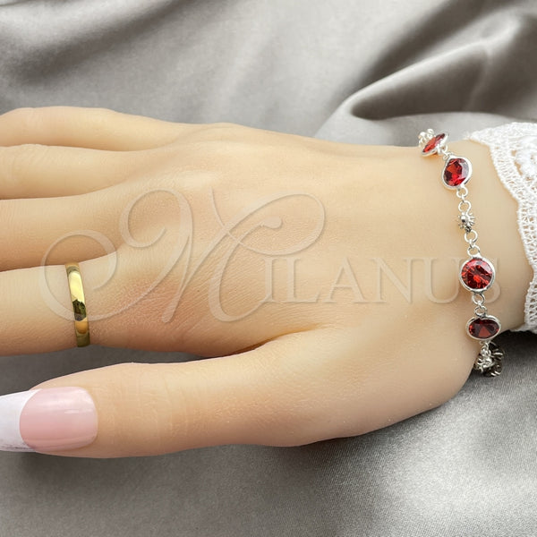 Pulsera Elegante 03.394.0002.07 Plata Rodinada, con Zirconia Cubica Blanca, Pulido, Tono Plateado (Grosor 07 MM, 7 Pulgadas de Largo)