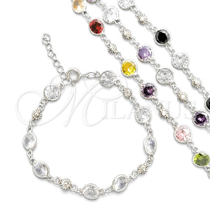 Pulsera Elegante 03.394.0002.07 Plata Rodinada, con Zirconia Cubica Blanca, Pulido, Tono Plateado (Grosor 07 MM, 7 Pulgadas de Largo)