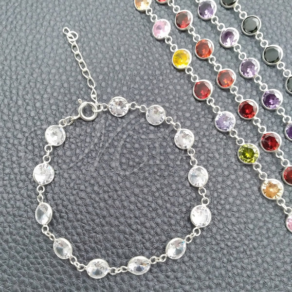 Pulsera Elegante 03.394.0003.07 Plata Rodinada, con Zirconia Cubica Blanca, Pulido, Tono Plateado (Grosor 07 MM, 7 Pulgadas de Largo)