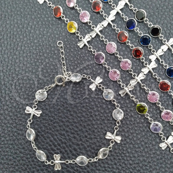 Pulsera Elegante 03.394.0004.07 Plata Rodinada, con Zirconia Cubica Blanca, Pulido, Tono Plateado (Grosor 07 MM, 7 Pulgadas de Largo)
