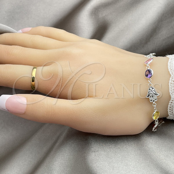 Pulsera Elegante 03.394.0005.07 Plata Rodinada, con Zirconia Cubica Blanca, Pulido, Tono Plateado (Grosor 07 MM, 7 Pulgadas de Largo)