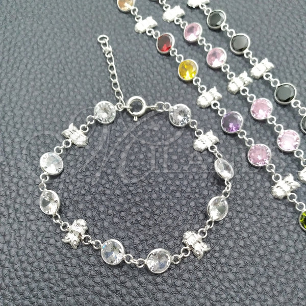 Pulsera Elegante 03.394.0007.07 Plata Rodinada, con Zirconia Cubica Blanca, Pulido, Tono Plateado (Grosor 07 MM, 7 Pulgadas de Largo)