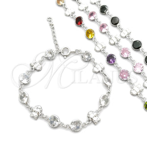 Pulsera Elegante 03.394.0007.07 Plata Rodinada, con Zirconia Cubica Blanca, Pulido, Tono Plateado (Grosor 07 MM, 7 Pulgadas de Largo)