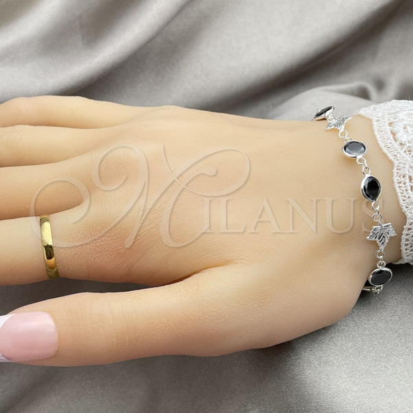 Pulsera Elegante 03.394.0008.07 Plata Rodinada, con Zirconia Cubica Blanca, Pulido, Tono Plateado (Grosor 07 MM, 7 Pulgadas de Largo)