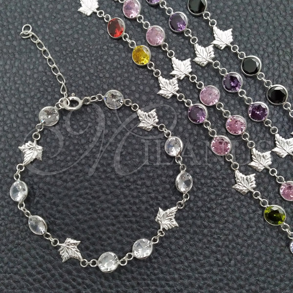 Pulsera Elegante 03.394.0008.07 Plata Rodinada, con Zirconia Cubica Blanca, Pulido, Tono Plateado (Grosor 07 MM, 7 Pulgadas de Largo)