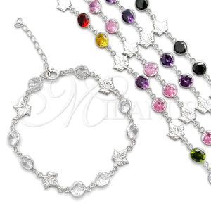 Pulsera Elegante 03.394.0008.07 Plata Rodinada, con Zirconia Cubica Blanca, Pulido, Tono Plateado (Grosor 07 MM, 7 Pulgadas de Largo)