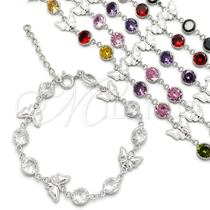 Pulsera Elegante 03.394.0009.07 Plata Rodinada, con Zirconia Cubica Blanca, Pulido, Tono Plateado (Grosor 07 MM, 7 Pulgadas de Largo)
