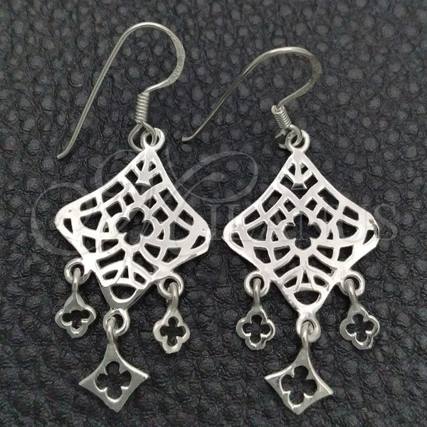 Arete Colgante 02.392.0002 Plata Rodinada, Diseño de File, Pulido, Tono Plateado