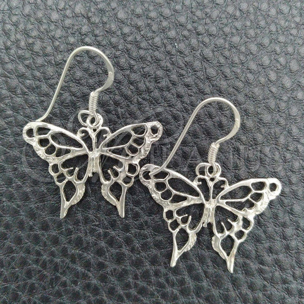 Arete Colgante 02.392.0003 Plata Rodinada, Diseño de Mariposa, Pulido, Tono Plateado