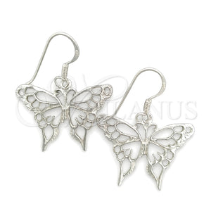 Arete Colgante 02.392.0003 Plata Rodinada, Diseño de Mariposa, Pulido, Tono Plateado