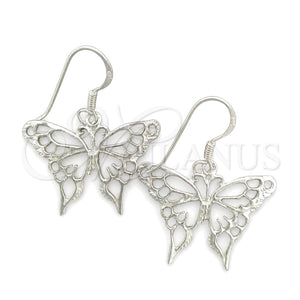 Arete Colgante 02.392.0003 Plata Rodinada, Diseño de Mariposa, Pulido, Tono Plateado