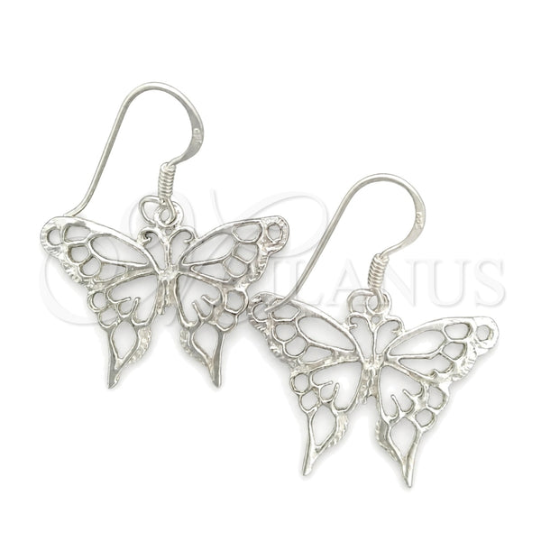 Arete Colgante 02.392.0003 Plata Rodinada, Diseño de Mariposa, Pulido, Tono Plateado