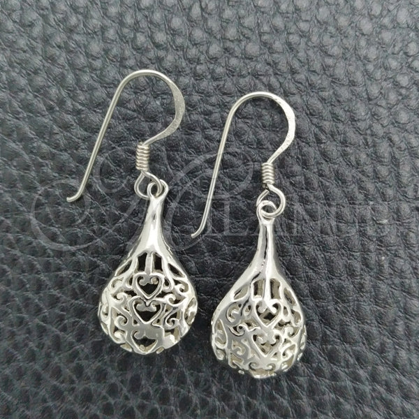 Arete Colgante 02.392.0005 Plata Rodinada, Diseño de File, Pulido, Tono Plateado
