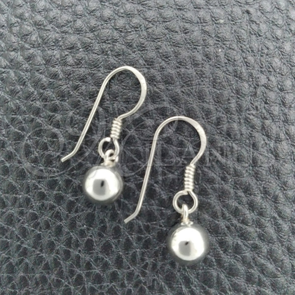 Arete Colgante 02.392.0006 Plata Rodinada, Diseño de Bola, Pulido, Tono Plateado