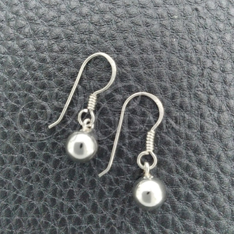 Arete Colgante 02.392.0006 Plata Rodinada, Diseño de Bola, Pulido, Tono Plateado