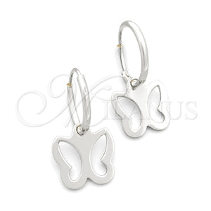 Argolla Pequeña 02.392.0009.15 Plata Rodinada, Diseño de Mariposa, Pulido, Tono Plateado