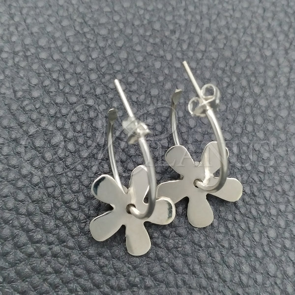 Arete Dormilona 02.392.0015.20 Plata Rodinada, Diseño de Flor, Pulido, Tono Plateado