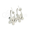 Arete Dormilona 02.392.0015.20 Plata Rodinada, Diseño de Flor, Pulido, Tono Plateado