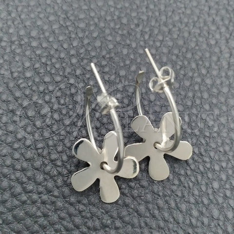 Arete Dormilona 02.392.0015.20 Plata Rodinada, Diseño de Flor, Pulido, Tono Plateado