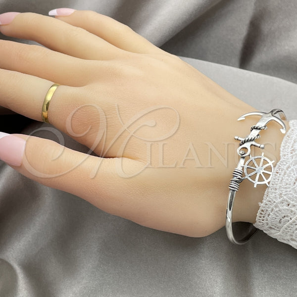 Aro Individual 07.395.0005.05 Plata Rodinada, Diseño de Ancla y Rope, Pulido, Tono Plateado (Grosor 03 MM, Talla 5 (2,50 de Diámetro))