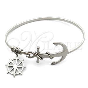 Aro Individual 07.395.0005.05 Plata Rodinada, Diseño de Ancla y Rope, Pulido, Tono Plateado (Grosor 03 MM, Talla 5 (2,50 de Diámetro))