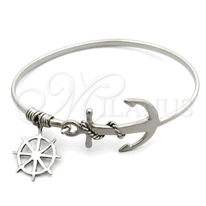 Aro Individual 07.395.0005.05 Plata Rodinada, Diseño de Ancla y Rope, Pulido, Tono Plateado (Grosor 03 MM, Talla 5 (2,50 de Diámetro))