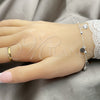 Pulsera de Dije 03.395.0003.07 Plata Rodinada, Diseño de Bola y Cascavel, con Zirconia Cubica Blanca, Pulido, Tono Plateado (Grosor 03 MM, 8 Pulgadas de Largo)