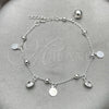 Pulsera de Dije 03.395.0003.07 Plata Rodinada, Diseño de Bola y Cascavel, con Zirconia Cubica Blanca, Pulido, Tono Plateado (Grosor 03 MM, 8 Pulgadas de Largo)