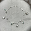 Pulsera de Dije 03.395.0008.07 Plata Rodinada, Diseño de Estrella y Cascavel, con Zirconia Cubica Fern Green, Pulido, Tono Plateado (Grosor 03 MM, 8 Pulgadas de Largo)