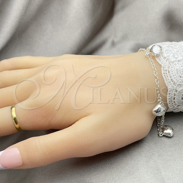 Pulsera de Dije 03.395.0009.07 Plata Rodinada, Diseño de Concha y Rolo, Pulido, Tono Plateado (Grosor 03 MM, 8 Pulgadas de Largo)