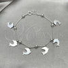 Pulsera de Dije 03.395.0010.07 Plata Rodinada, Diseño de Delfín y Rolo, Pulido, Tono Plateado (Grosor 03 MM, 8 Pulgadas de Largo)