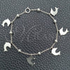 Pulsera de Dije 03.395.0010.07 Plata Rodinada, Diseño de Delfín y Rolo, Pulido, Tono Plateado (Grosor 03 MM, 8 Pulgadas de Largo)