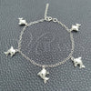Pulsera de Dije 03.395.0013.07 Plata Rodinada, Diseño de Delfín y Rolo, Pulido, Tono Plateado (Grosor 03 MM, 8 Pulgadas de Largo)