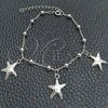 Pulsera de Dije 03.395.0016.07 Plata Rodinada, Diseño de Estrella y Bola, Pulido, Tono Plateado (Grosor 03 MM, 8 Pulgadas de Largo)