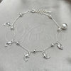 Pulsera de Dije 03.395.0017.07 Plata Rodinada, Diseño de Delfín y Bola, Pulido, Tono Plateado (Grosor 03 MM, 8 Pulgadas de Largo)