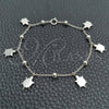 Pulsera de Dije 03.395.0018.07 Plata Rodinada, Diseño de Tortuga y Bola, Pulido, Tono Plateado (Grosor 03 MM, 8 Pulgadas de Largo)