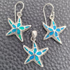 Juego de Arete y Dije de Adulto 10.391.0003 Plata Rodinada, Diseño de Estrella, con Opal Bermuda Blue, Pulido, Tono Plateado