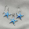Juego de Arete y Dije de Adulto 10.391.0003 Plata Rodinada, Diseño de Estrella, con Opal Bermuda Blue, Pulido, Tono Plateado
