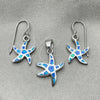 Juego de Arete y Dije de Adulto 10.391.0004 Plata Rodinada, Diseño de Estrella, con Opal Bermuda Blue, Pulido, Tono Plateado