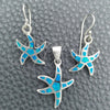 Juego de Arete y Dije de Adulto 10.391.0004 Plata Rodinada, Diseño de Estrella, con Opal Bermuda Blue, Pulido, Tono Plateado