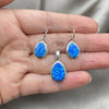 Juego de Arete y Dije de Adulto 10.391.0005 Plata Rodinada, con Opal Bermuda Blue, Pulido, Tono Plateado