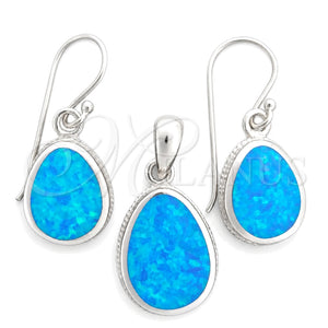 Juego de Arete y Dije de Adulto 10.391.0005 Plata Rodinada, con Opal Bermuda Blue, Pulido, Tono Plateado