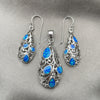 Juego de Arete y Dije de Adulto 10.391.0006 Plata Rodinada, con Opal Bermuda Blue, Pulido, Tono Plateado