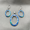 Juego de Arete y Dije de Adulto 10.391.0007 Plata Rodinada, con Opal Bermuda Blue, Pulido, Tono Plateado