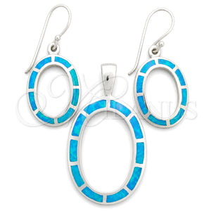 Juego de Arete y Dije de Adulto 10.391.0007 Plata Rodinada, con Opal Bermuda Blue, Pulido, Tono Plateado