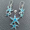 Juego de Arete y Dije de Adulto 10.391.0009 Plata Rodinada, Diseño de Estrella, con Opal Bermuda Blue, Pulido, Tono Plateado